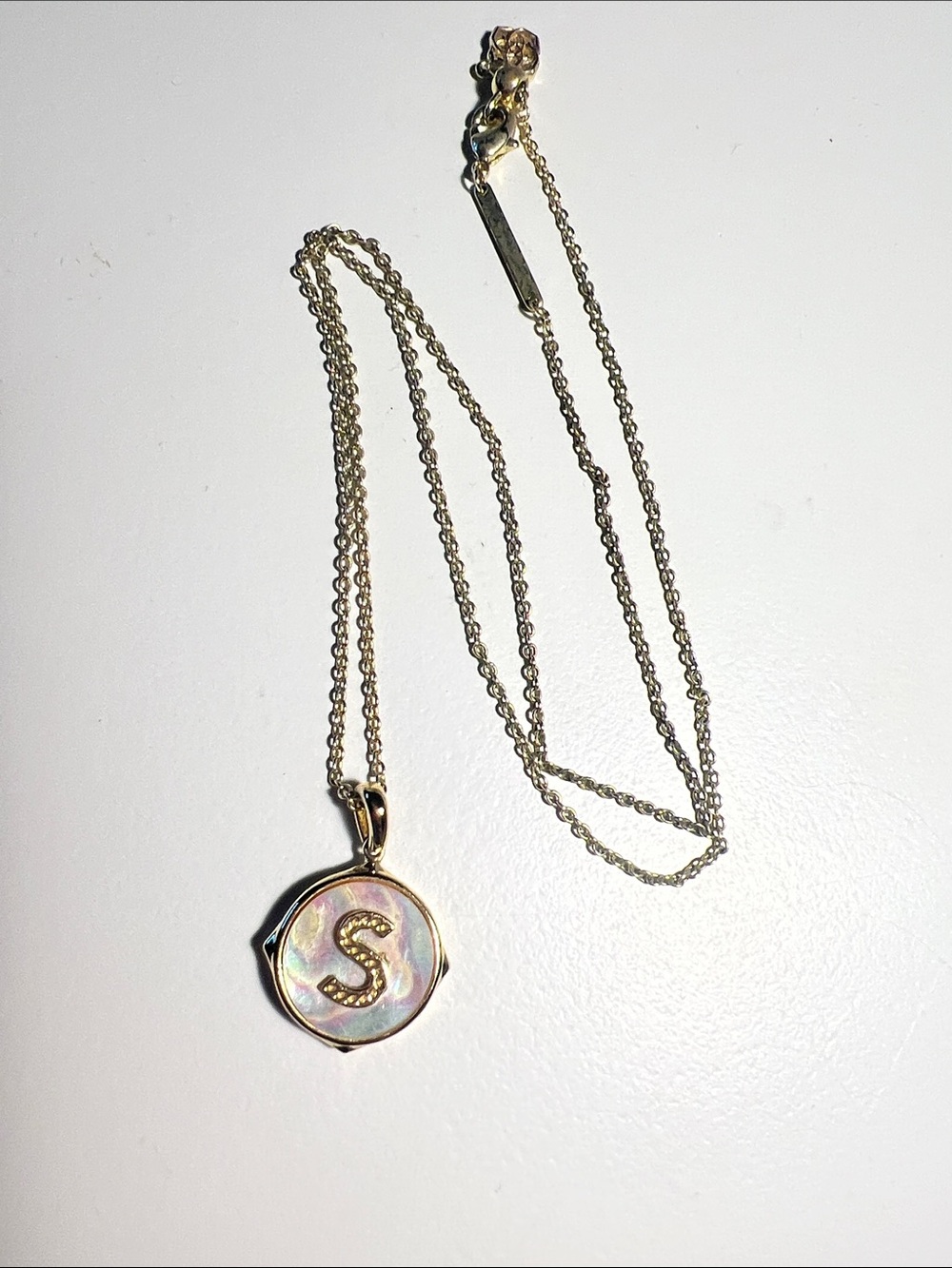 Kendra Scott Gold-Tone Mother-of-Pearl Initial 'S' Pendant Necklace